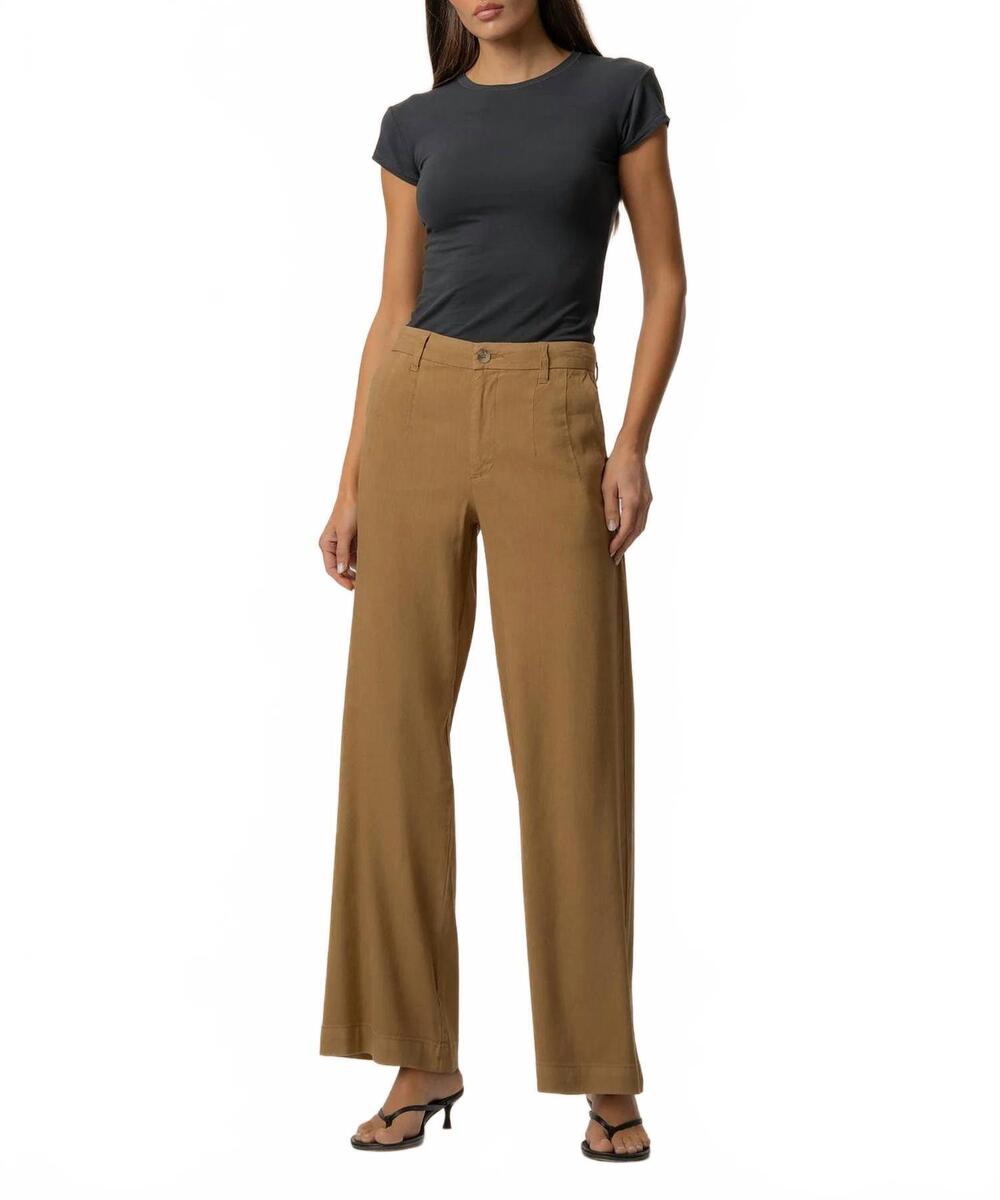 NEW KUT FROM THE KLOTH meg linen high rise wide straight leg pants in wood